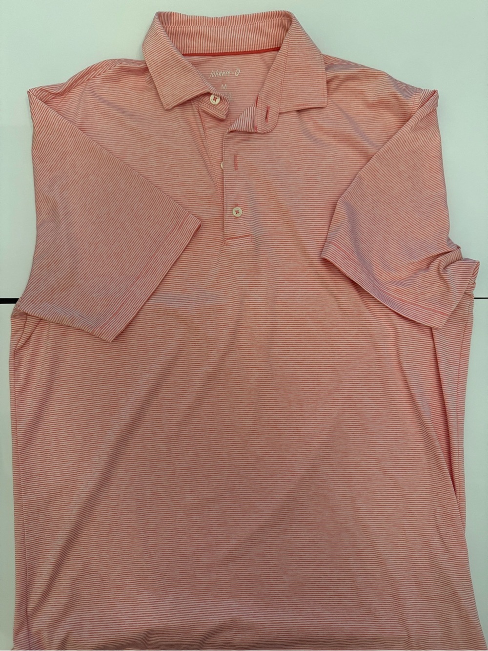 johnnie-O Men’s Polo (M) Striped Coral
